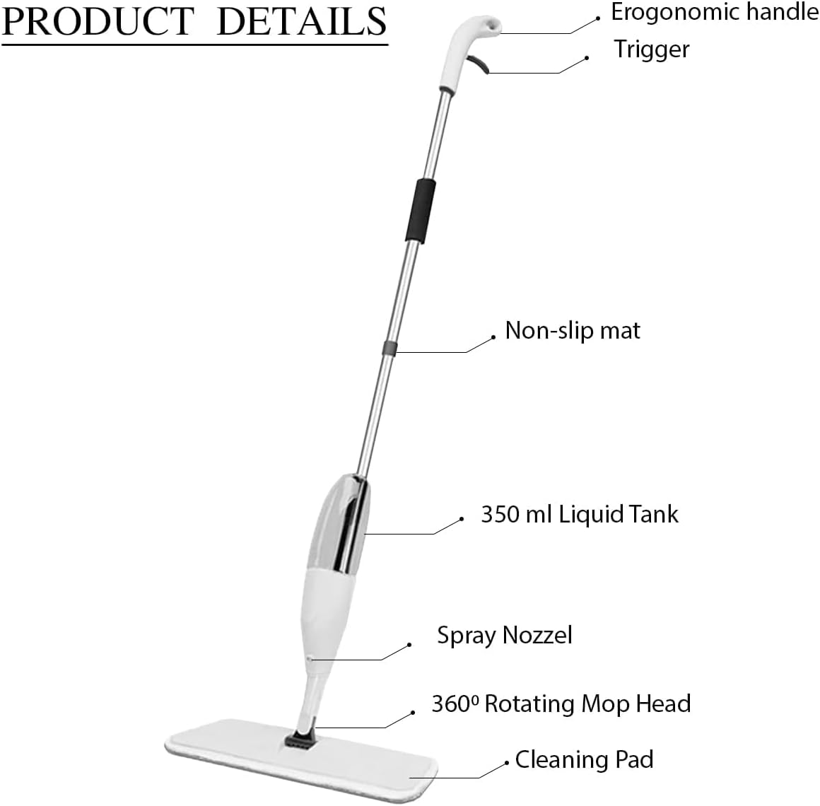 SparkleSpray™ Cleaning Spray Mop – 360° Rotating Floor Mop with Refillable Bottle & Washable Pads