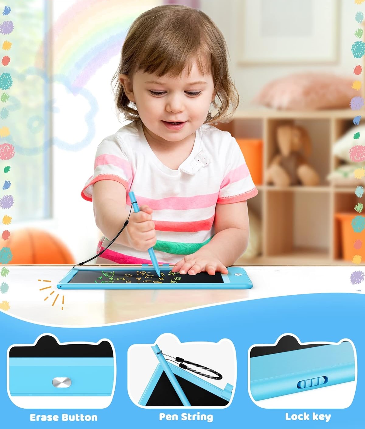 ColorScribe™ Colour LCD Writing Tablet -- Multi-Colour Screen, Lock-Erase, Ultra-Light