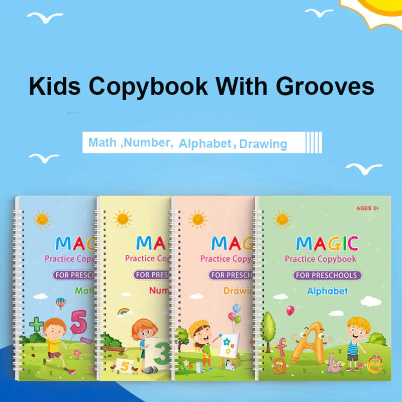EduGlow™ Magic Practice Copybook Set (4 Books)
